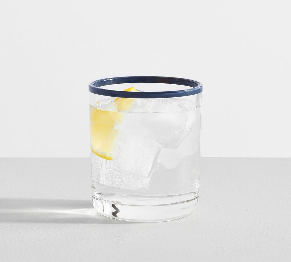 Stripe Rim Acrylic Drinking Glasses