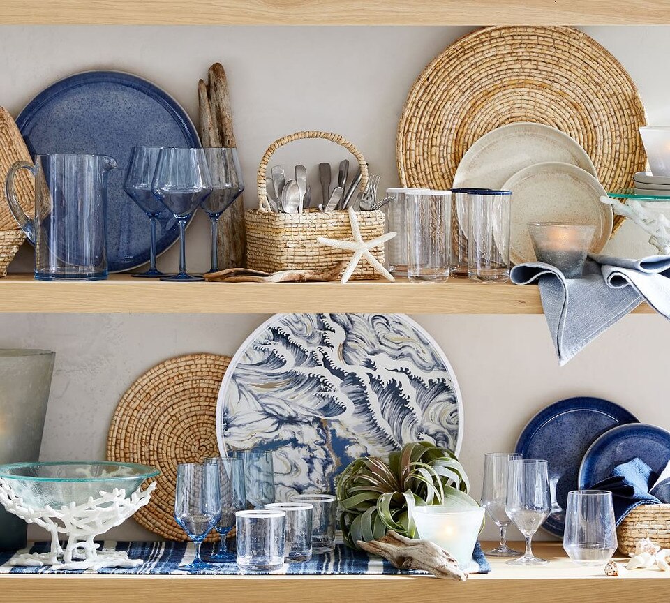 Stripe Rim Acrylic Drinking Glasses