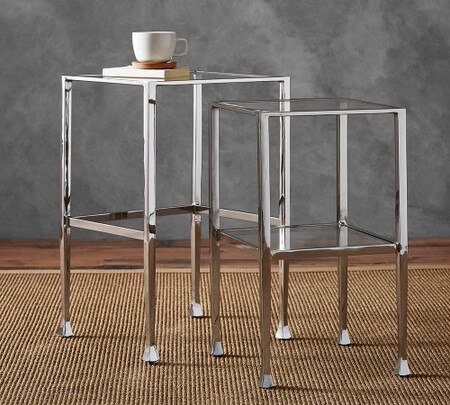 Tanner Nesting Side Tables Polished Nickel Finish Pottery Barn Australia Tanner Nesting Side Tables Polished, Brushed Nickel Side Table Australia