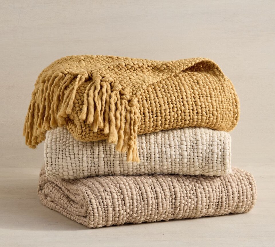 Textured Basketweave Knit Throw