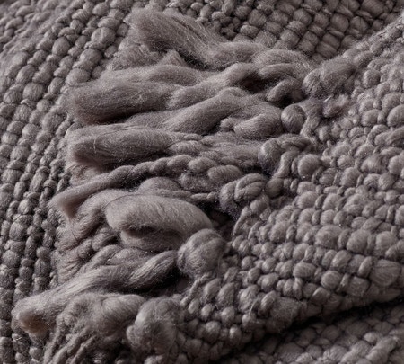 Grey Huge Fuzzy Blanket Knit Blanket Grey Woven Throw Light Grey