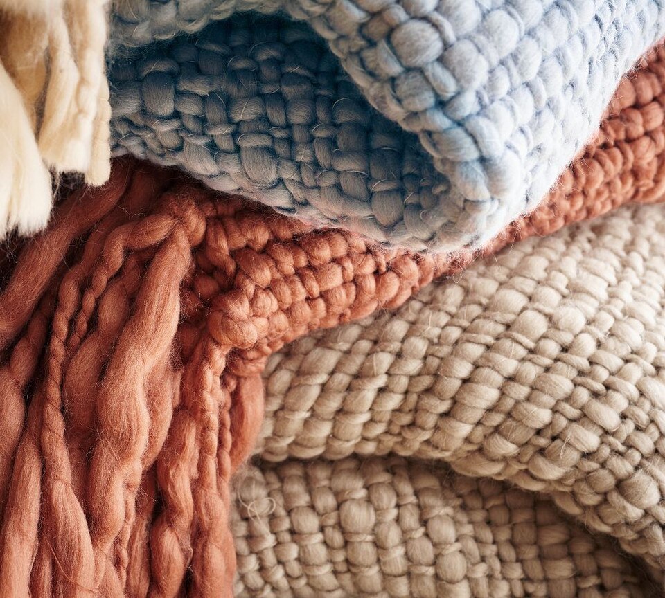 Textured Basketweave Knit Throw