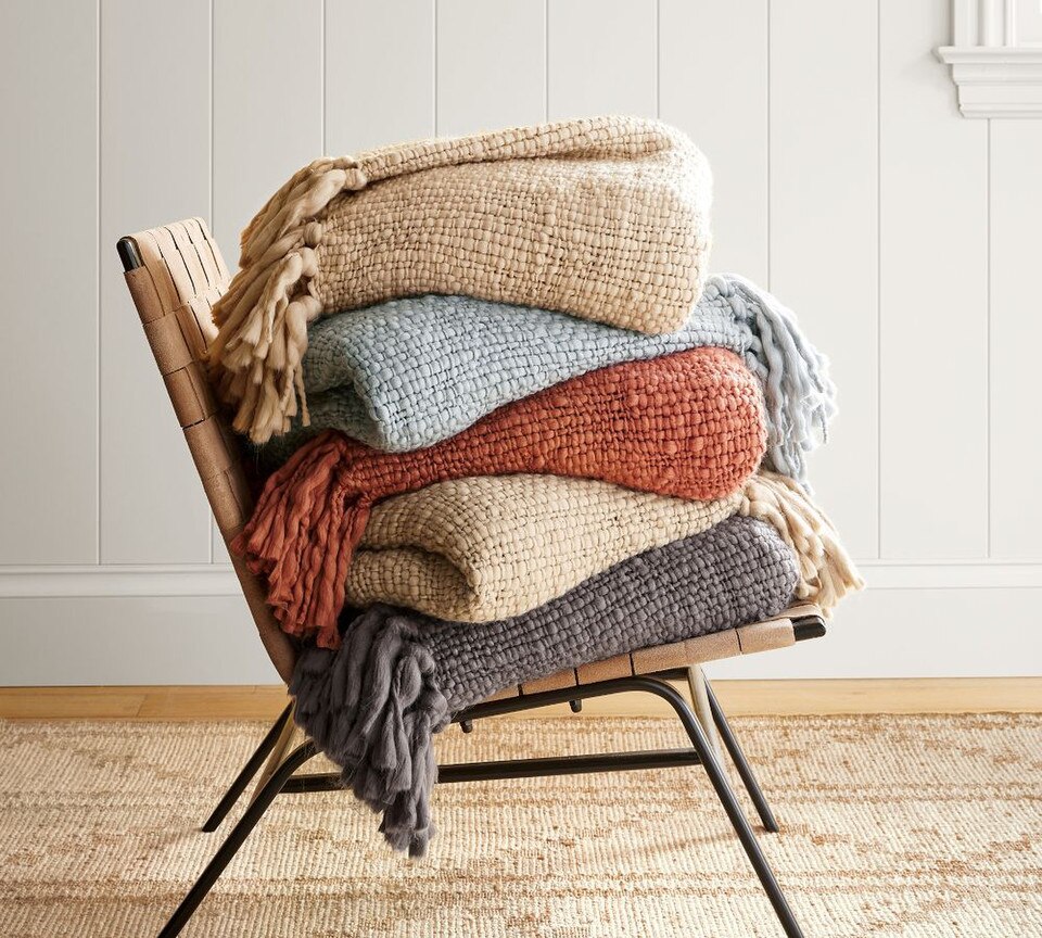 Textured Basketweave Knit Throw
