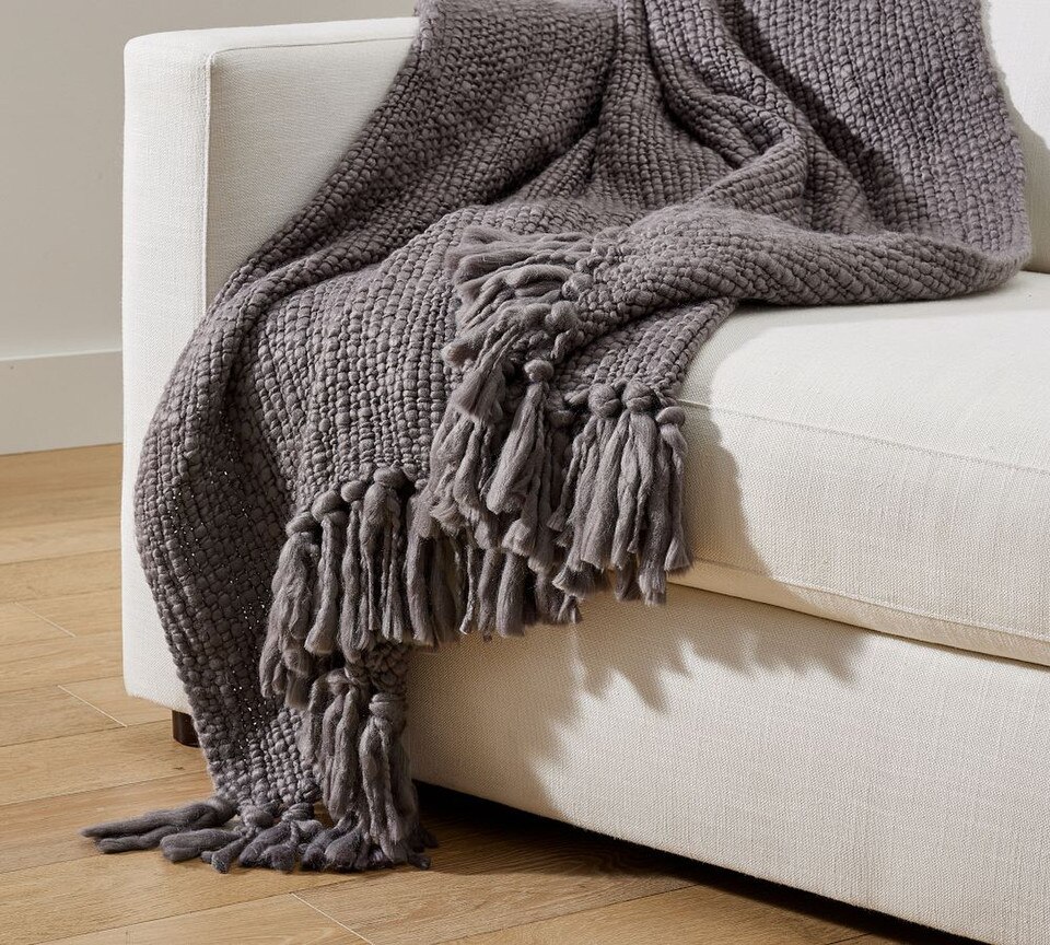 Textured Basketweave Knit Throw