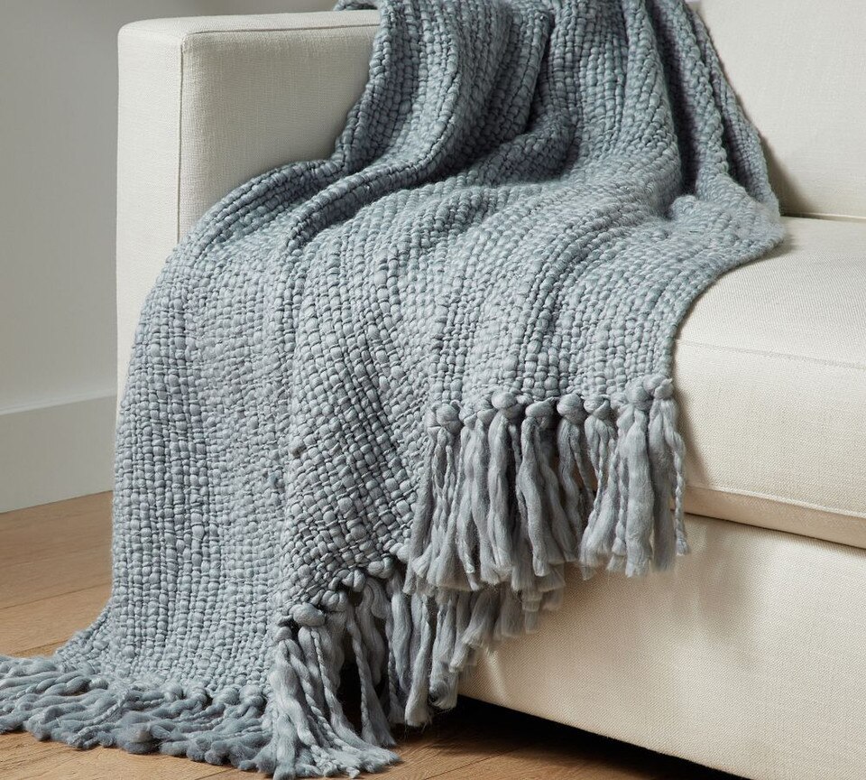 Textured Basketweave Knit Throw