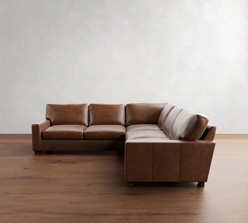 Turner Square Arm Leather 3-Piece L-Sectional (288 cm)