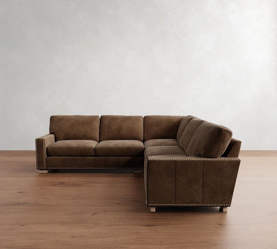 Turner Square Arm Leather 3-Piece L-Sectional (288 cm)