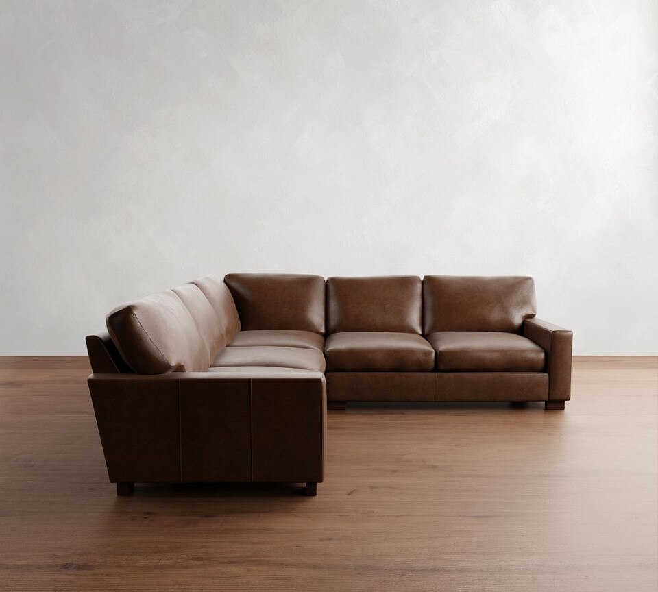 Turner Square Arm Leather 3-Piece L-Sectional (288 cm)