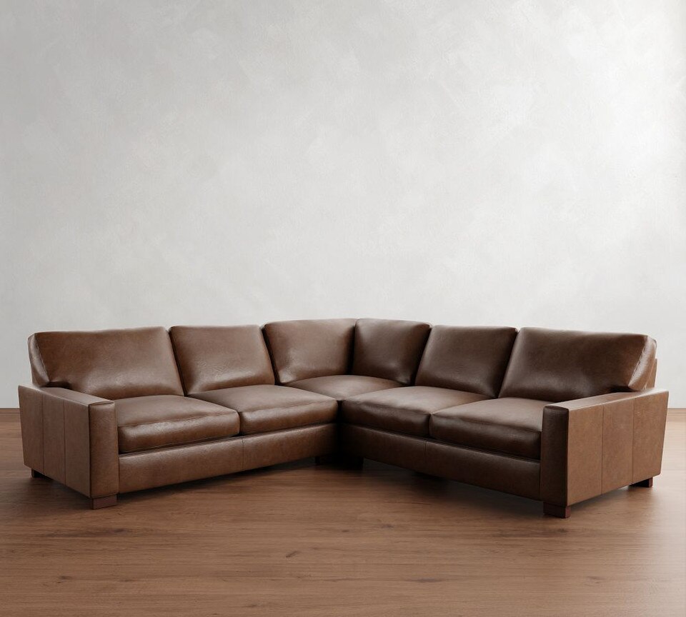 Turner Square Arm Leather 3-Piece L-Sectional (288 cm)