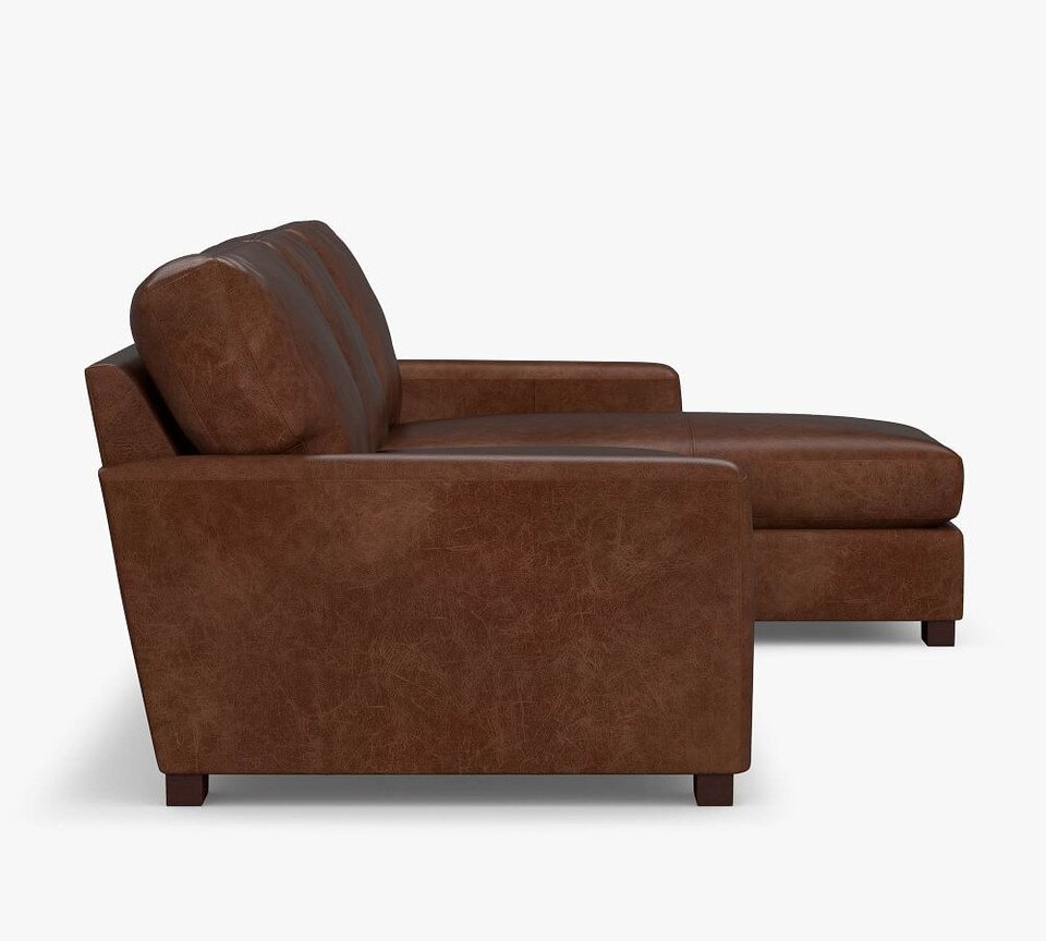 Turner Square Arm Leather Sofa Chaise Sectional (267 cm)