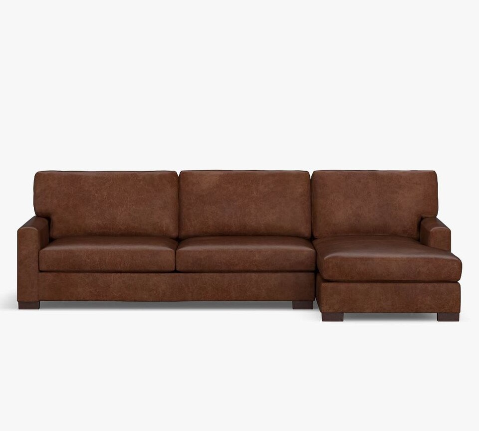Turner Square Arm Leather Sofa Chaise Sectional (267 cm)