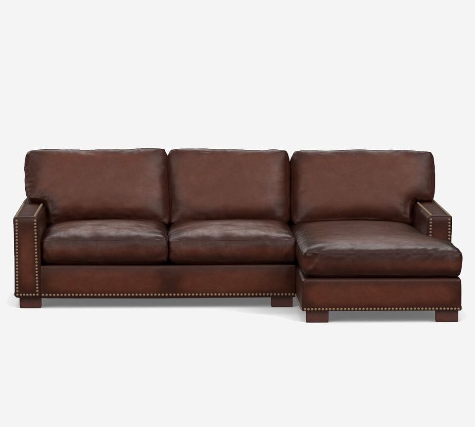 Turner Square Arm Leather Sofa Chaise Sectional (267 cm)