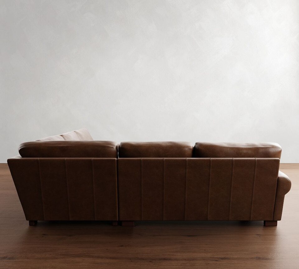 Turner Roll Arm Leather 3-Piece L-Sectional (288 cm)