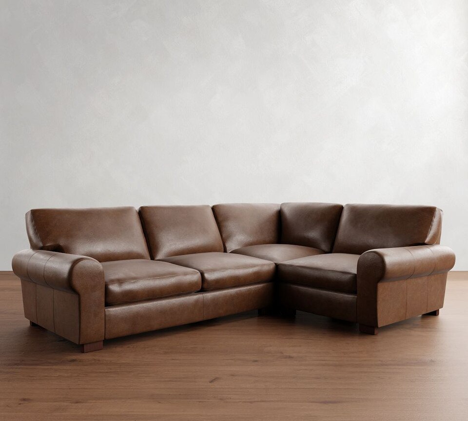 Turner Roll Arm Leather 3-Piece Sectional (288 cm)