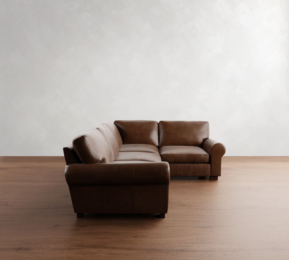 Turner Roll Arm Leather 3-Piece Sectional (288 cm)