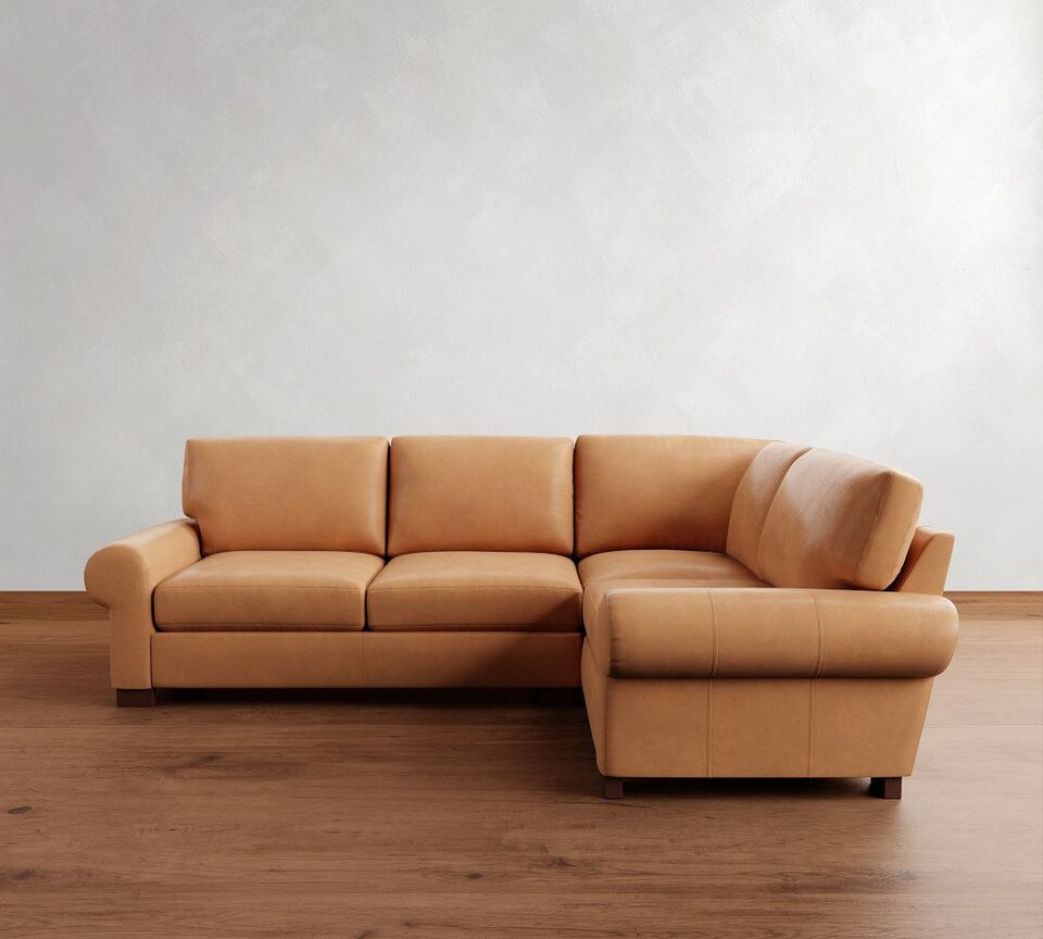 Turner Roll Arm Leather 3-Piece Sectional (288 cm)