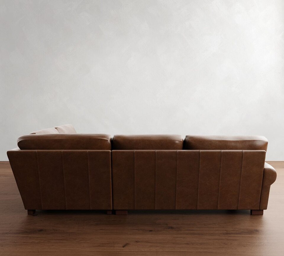 Turner Roll Arm Leather 3-Piece Sectional (288 cm)