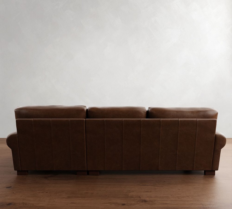 Turner Roll Arm Leather Sofa Chaise Sectional (282 cm)