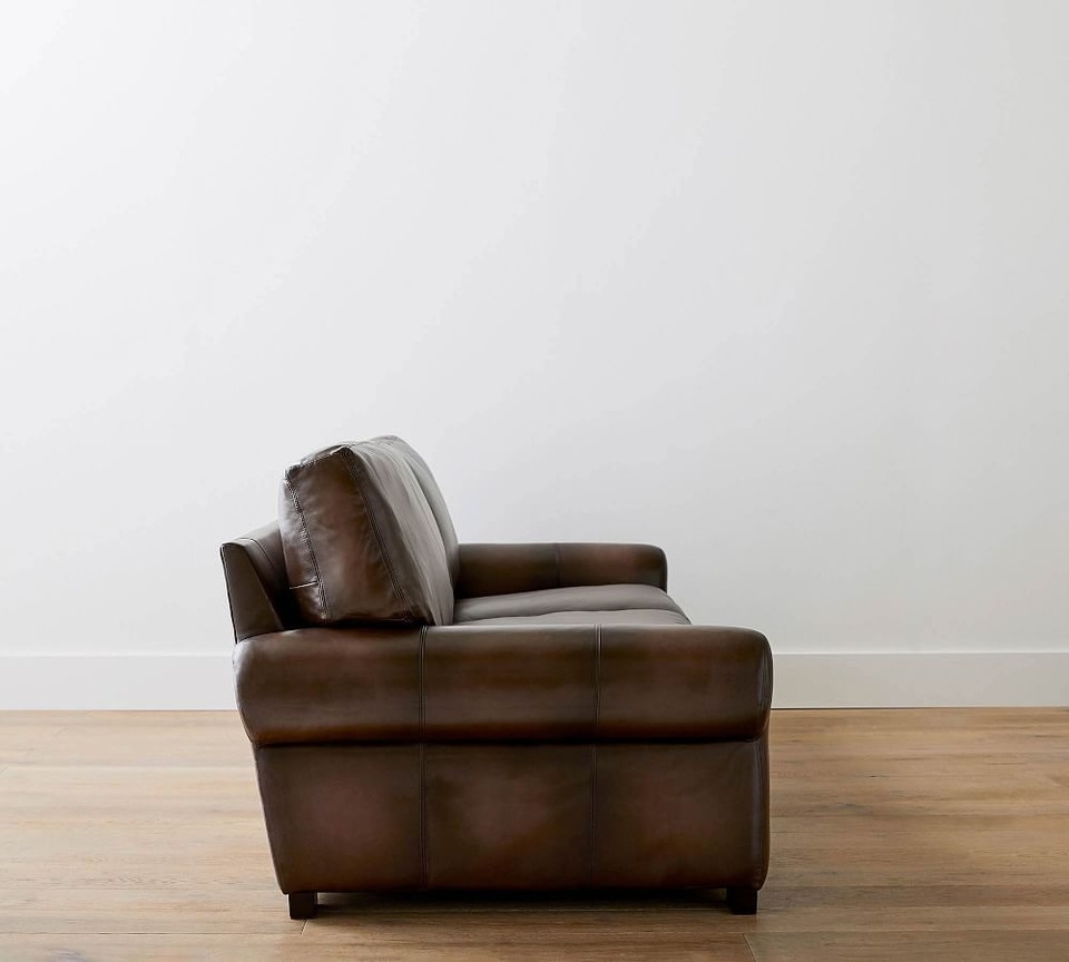 Turner Roll Arm Leather Sofa (174 - 277 cm)
