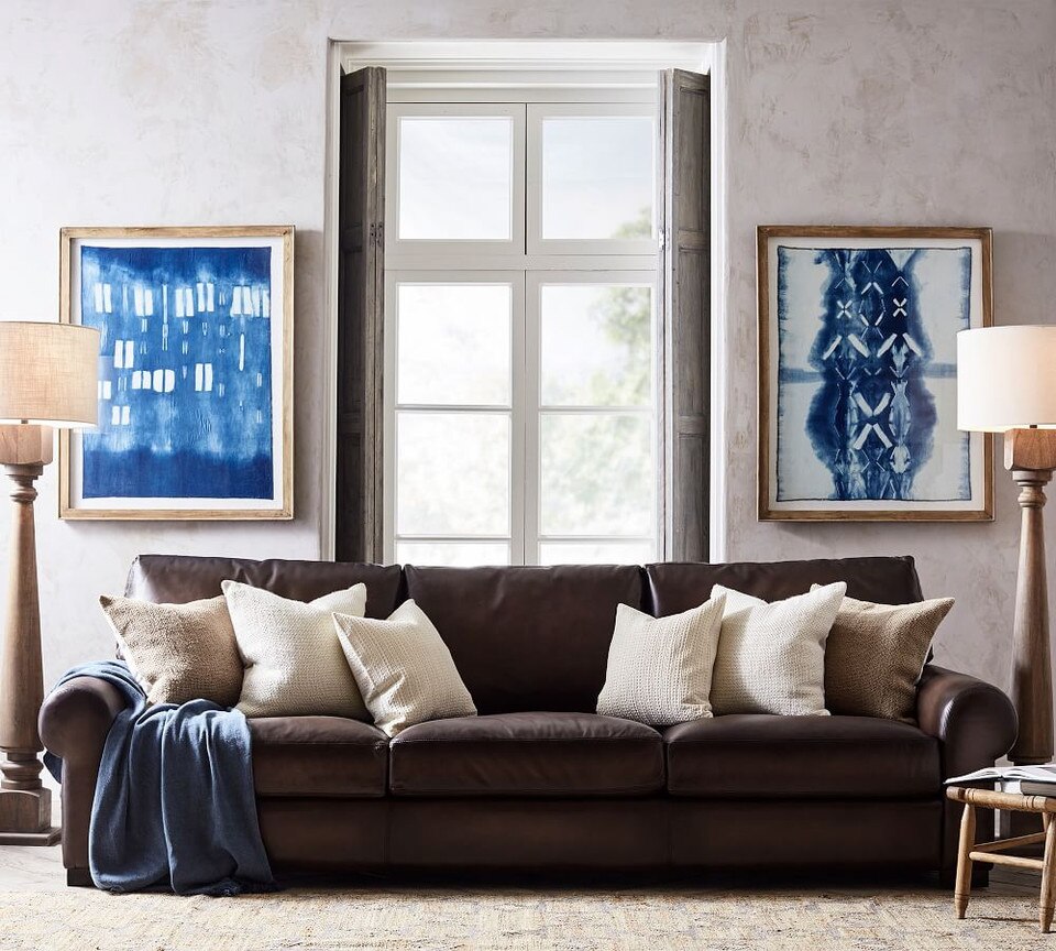 Turner Roll Arm Leather Sofa (174 - 277 cm)