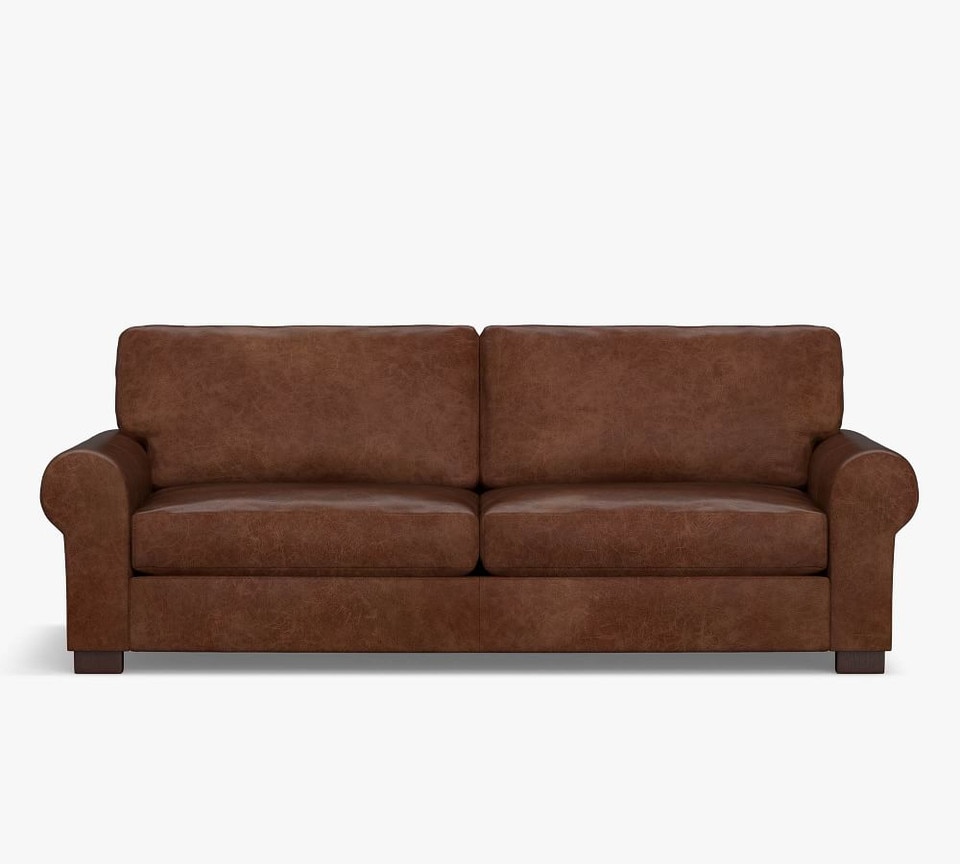 Turner Roll Arm Leather Sofa (174 - 277 cm)