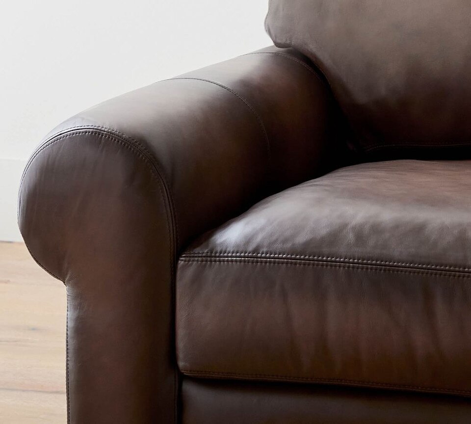 Turner Roll Arm Leather Sofa (174 - 277 cm)