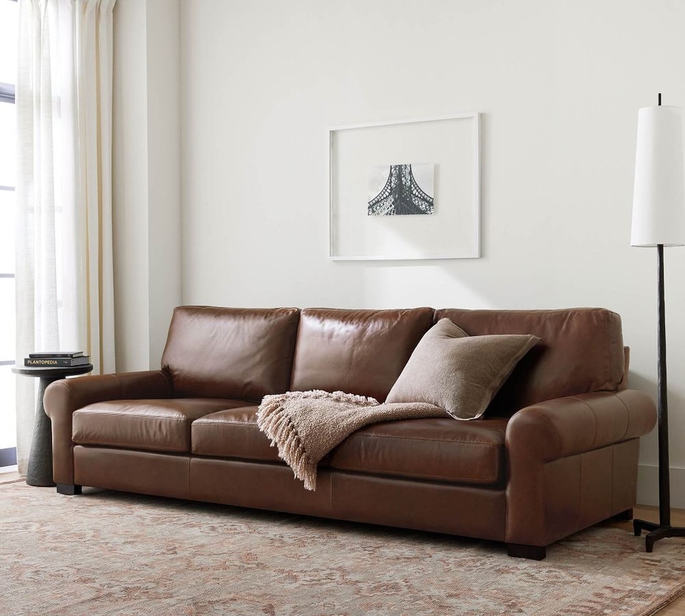 Turner Roll Arm Leather Sofa (174 - 277 cm)