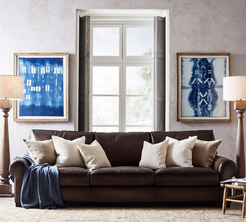 Turner Roll Arm Leather Sofa (174 - 277 cm)