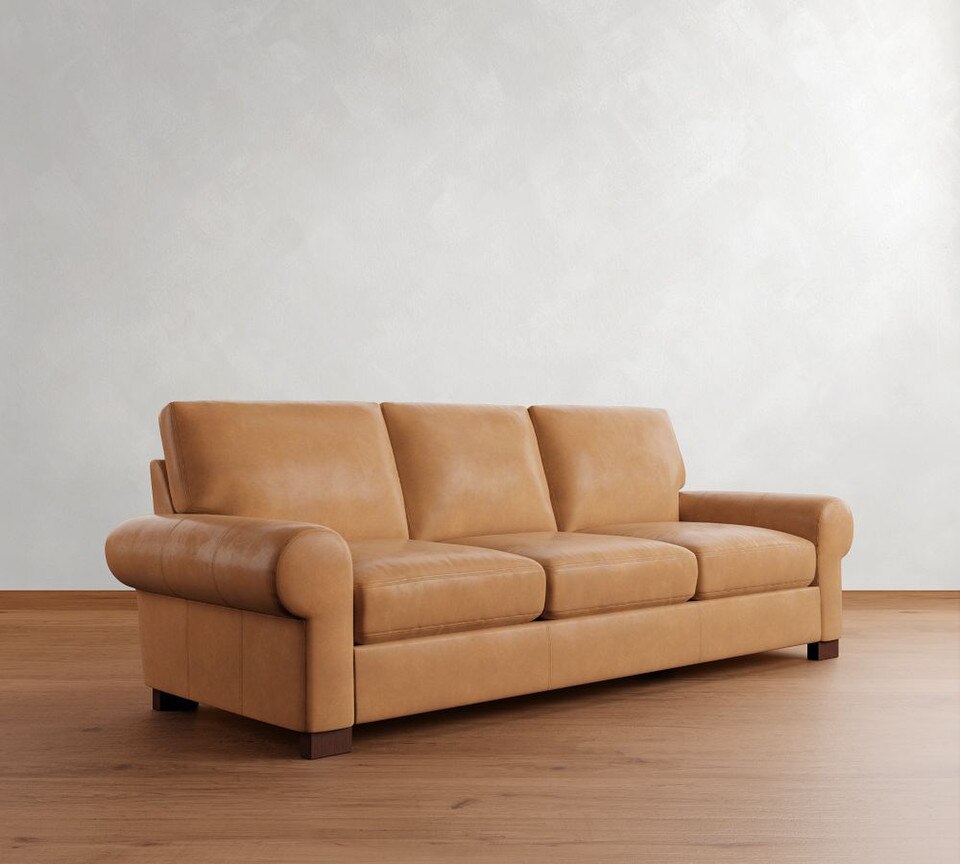 Turner Roll Arm Leather Sofa (174 - 277 cm)