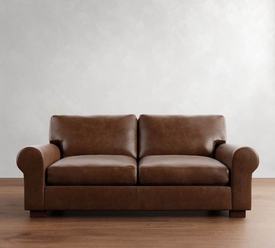 Turner Roll Arm Leather Sofa (174 - 277 cm)