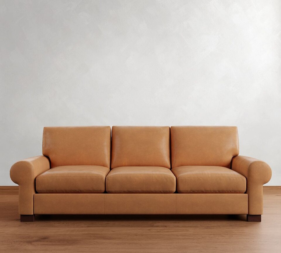 Turner Roll Arm Leather Sofa (174 - 277 cm)