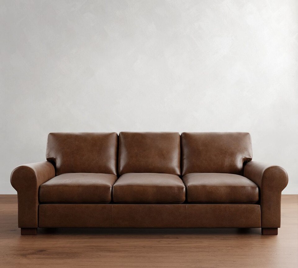Turner Roll Arm Leather Sofa (174 - 277 cm)