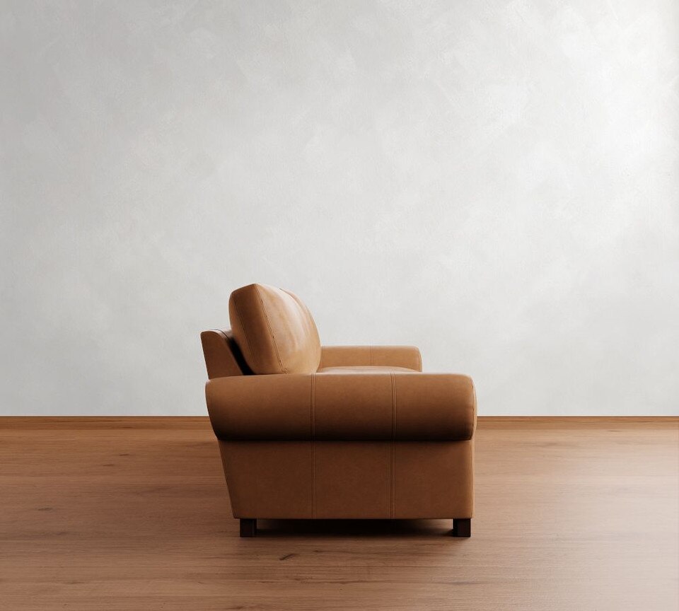 Turner Roll Arm Leather Sofa (174 - 277 cm)
