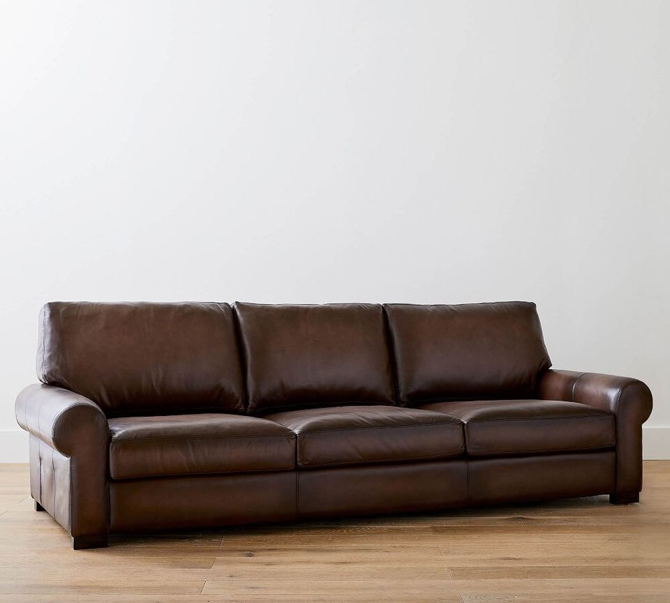 Turner Roll Arm Leather Sofa (174 - 277 cm)