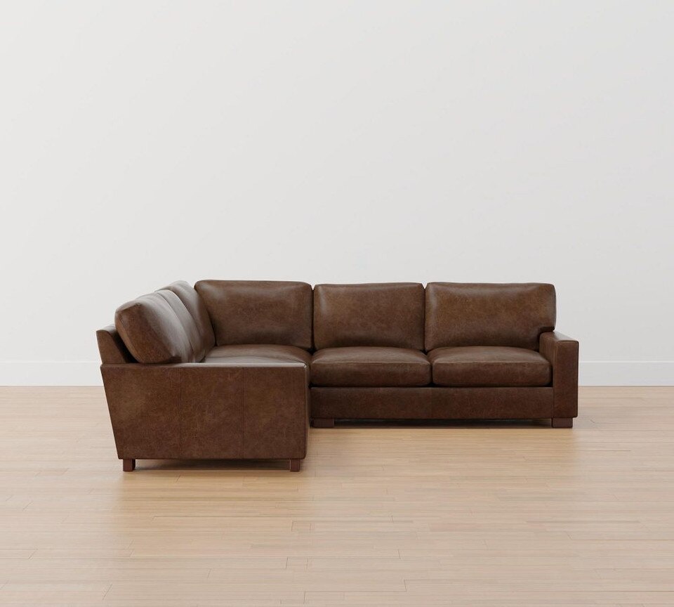 Turner Square Arm Leather 3-Piece L-Sectional (288 cm)