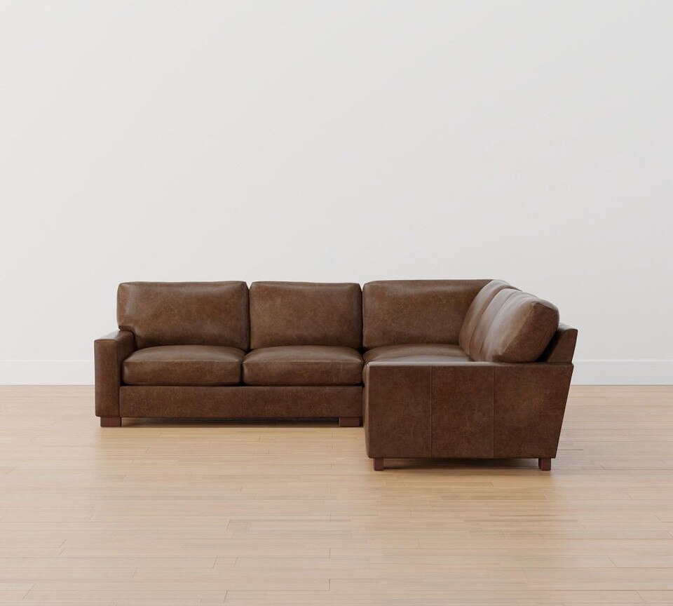 Turner Square Arm Leather 3-Piece L-Sectional (288 cm)