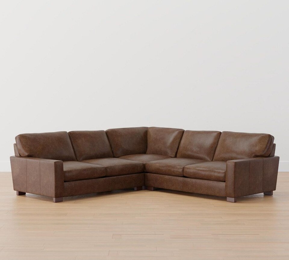 Turner Square Arm Leather 3-Piece L-Sectional (288 cm)