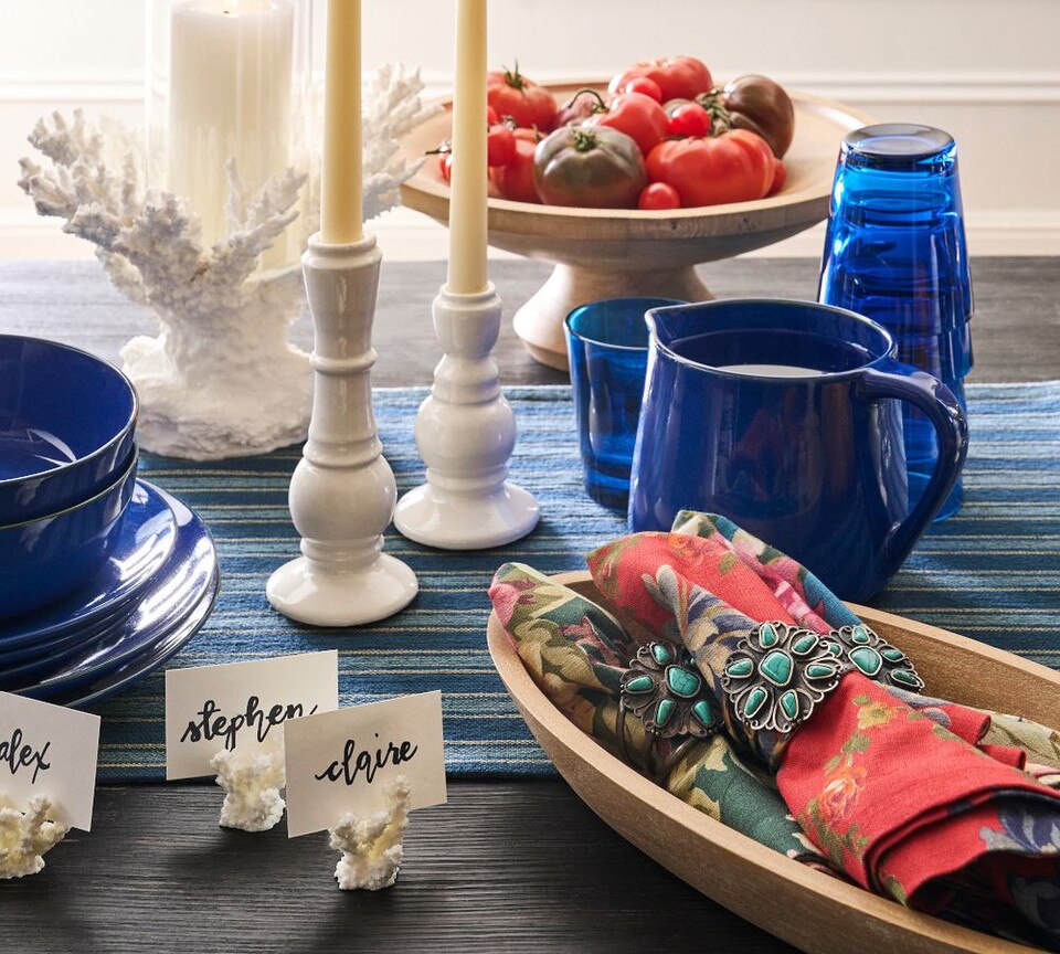 Handcrafted Turquoise Napkin Rings - Set of 4