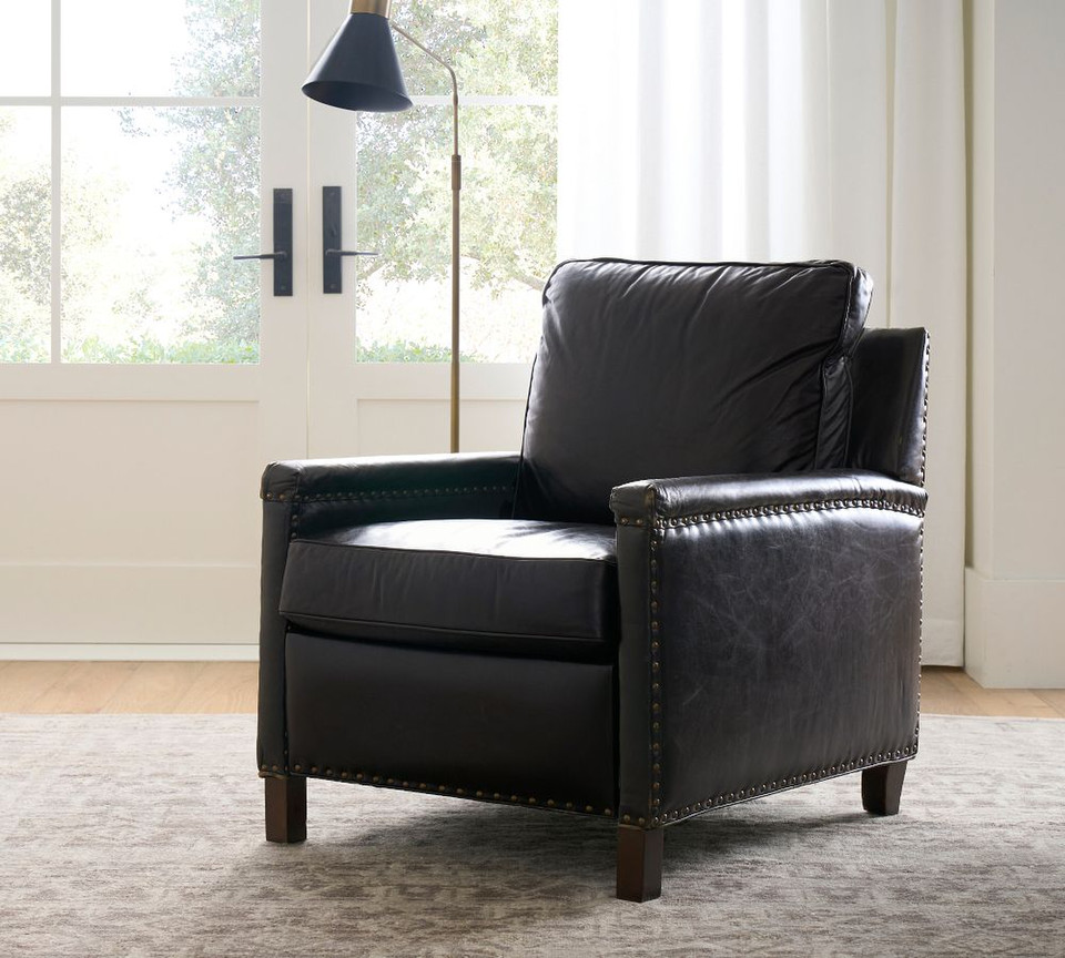 Tyler Leather Square Arm Recliner (77 cm)