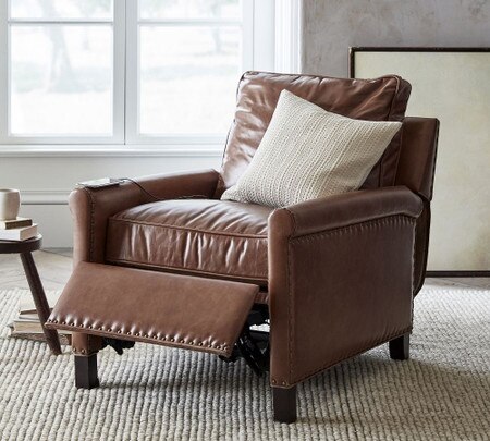 Leather Chair Pottery Barn Recliner Sale Tyler Roll Arm Leather