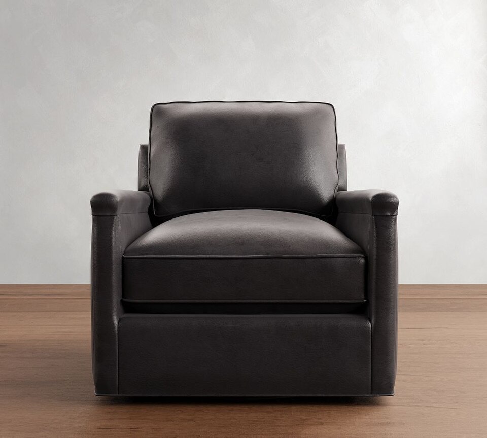 Tyler Square Arm Leather Swivel Armchair (76 cm)