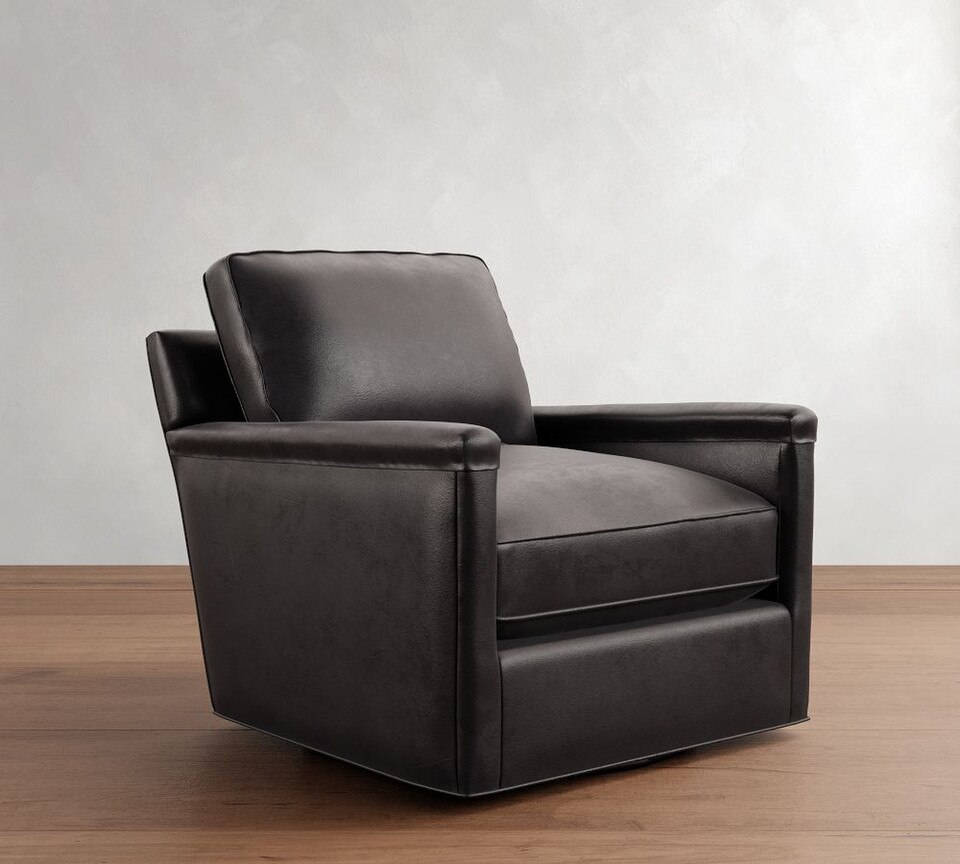 Tyler Square Arm Leather Swivel Armchair (76 cm)