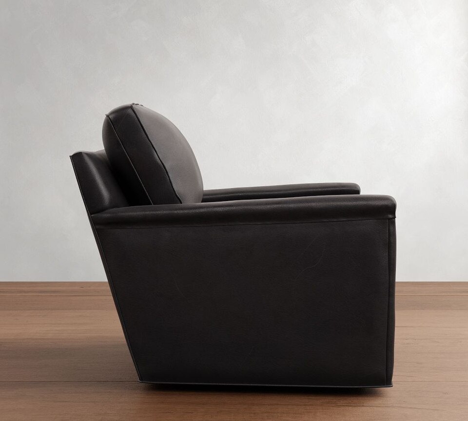 Tyler Square Arm Leather Swivel Armchair (76 cm)