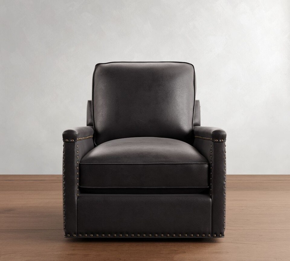Tyler Square Arm Leather Swivel Armchair (76 cm)