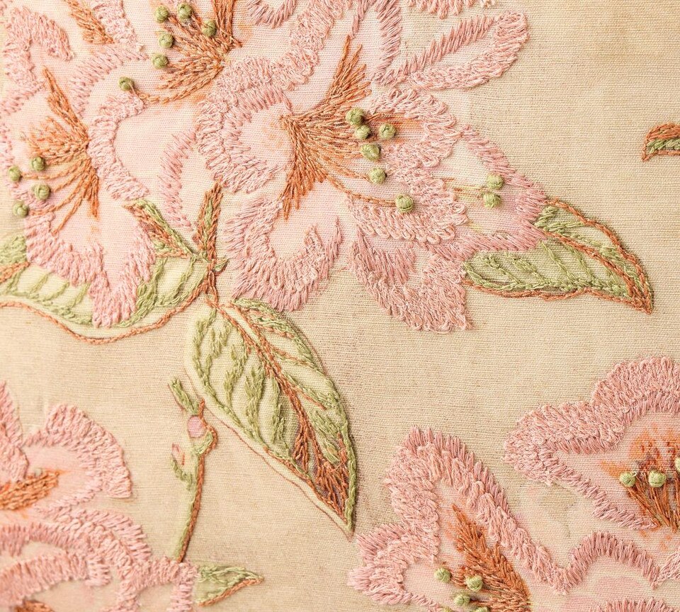 Vintage Islands Floral Embroidered Cushion
