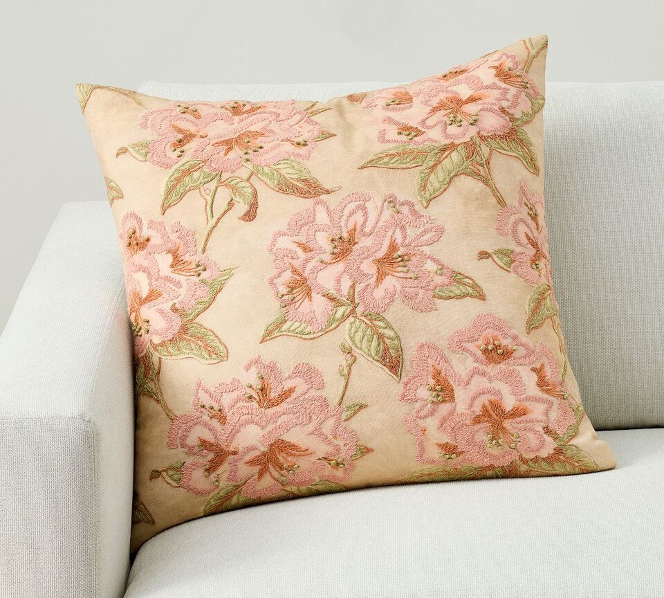 Vintage Islands Floral Embroidered Cushion