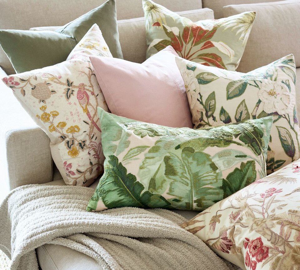 Vintage Islands Tropical Scenic Embroidered Cushion