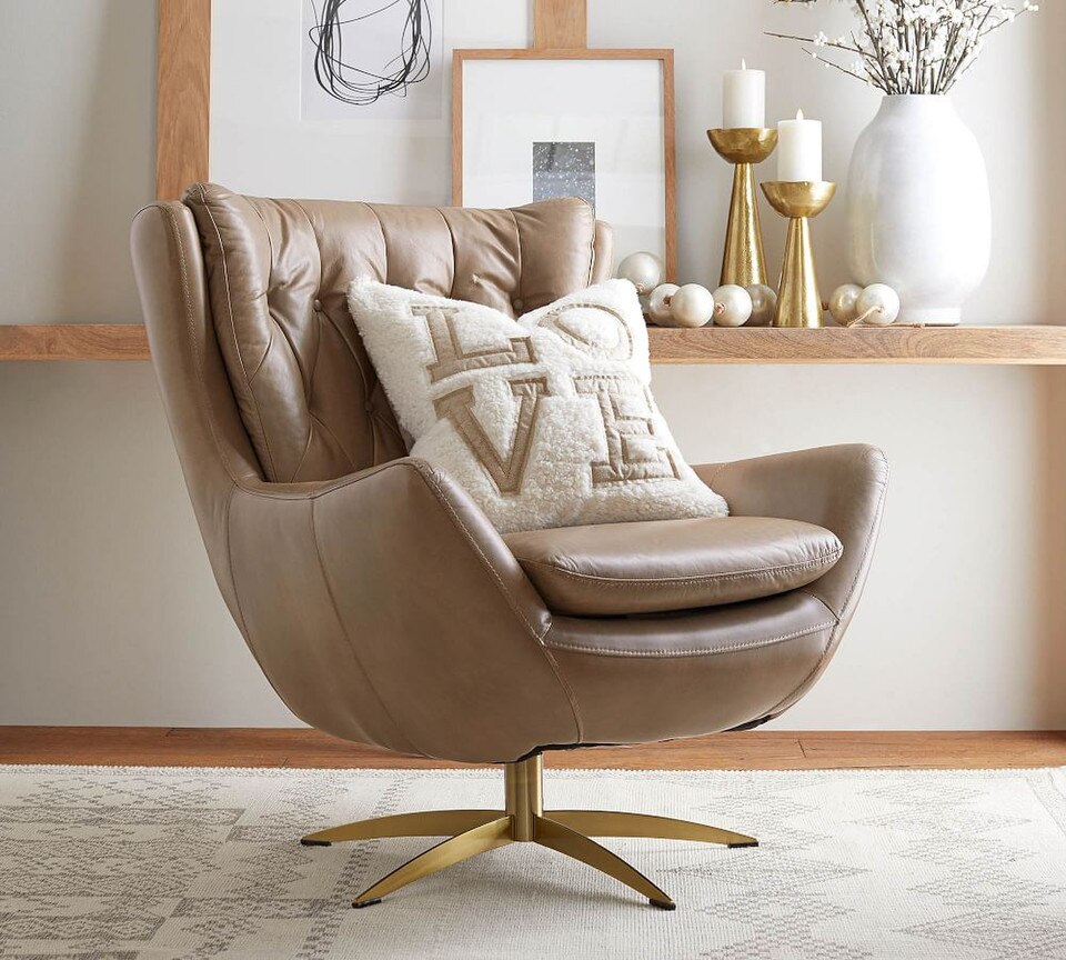 Wells Tufted Leather Swivel Chair
