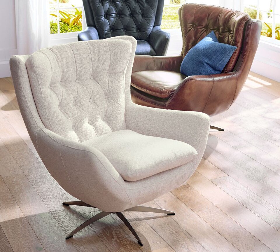 Wells Tufted Leather Swivel Chair