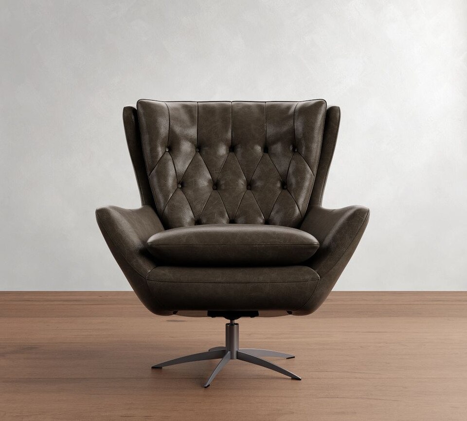 Wells Tufted Leather Swivel Chair